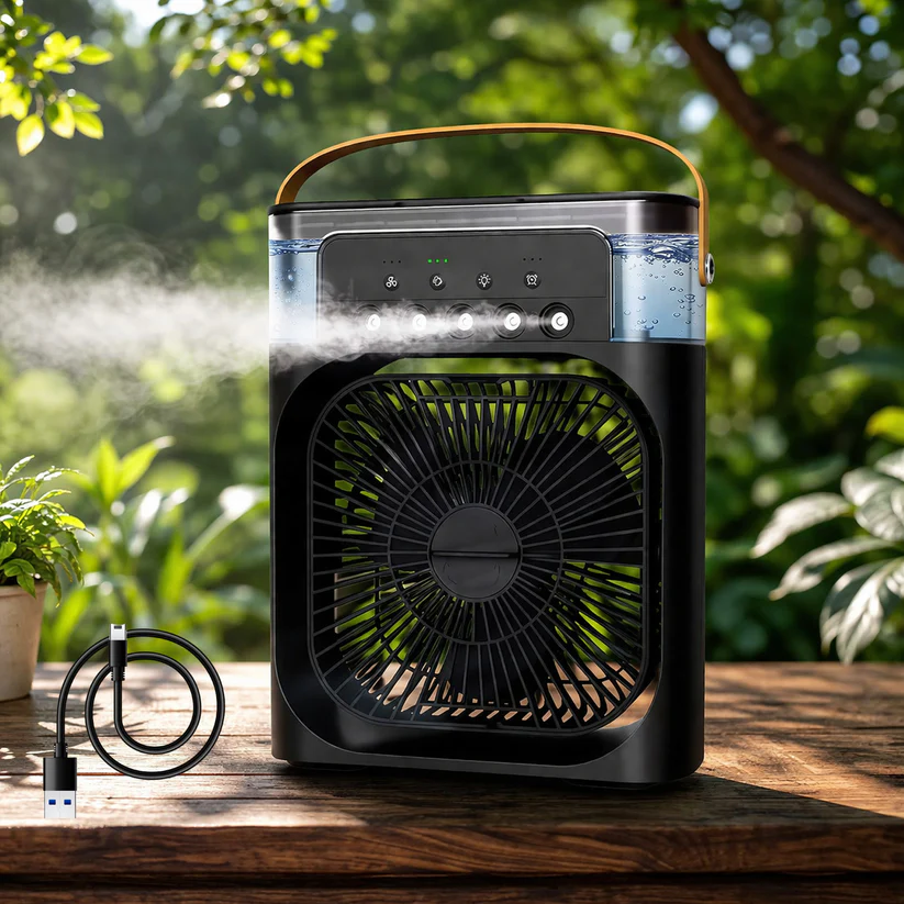 SouthNest Portable Air Cooler Fan with 7-Color LED Light – Personal Cooling Anywhere