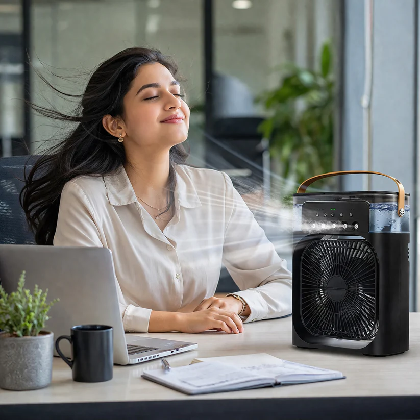 SouthNest Portable Air Cooler Fan with 7-Color LED Light – Personal Cooling Anywhere